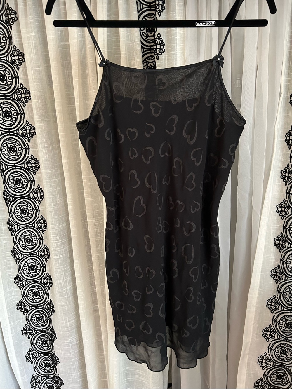 Black Sheer Heart Y2K Print Mini Slip Dress - Picture 3 of 6